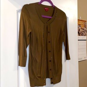 Olive green 3/4 sleeve cardigan